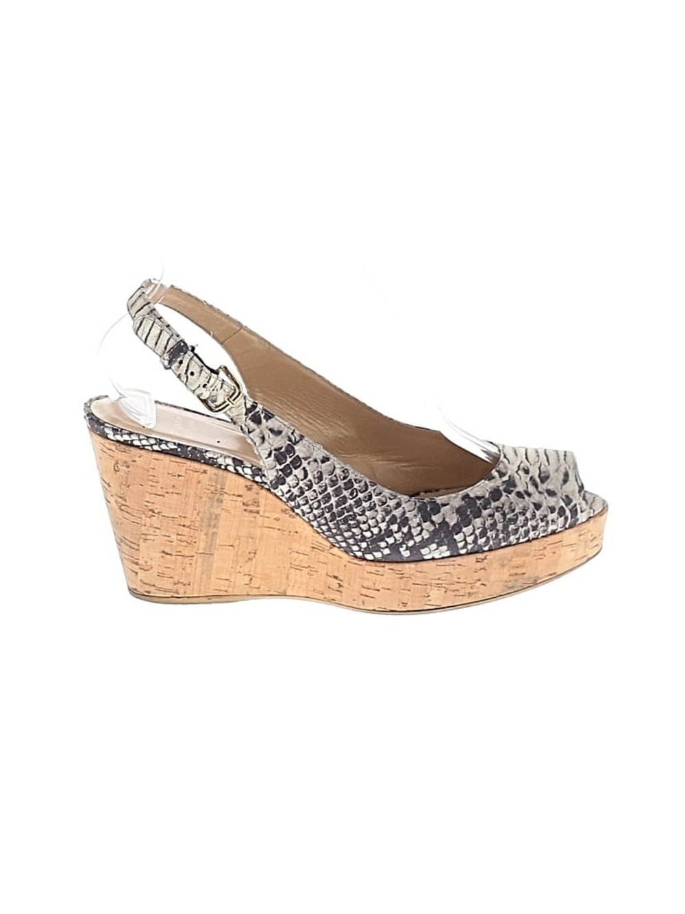 Stuart Weitzman Jean Snake-Embossed Leather Slingback Sandals 7.5